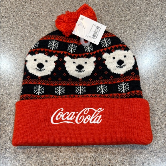 Coca Cola Other - Coca-Cola Polar Bear Pom Beanie, Black/Red, Size OS, NWT!